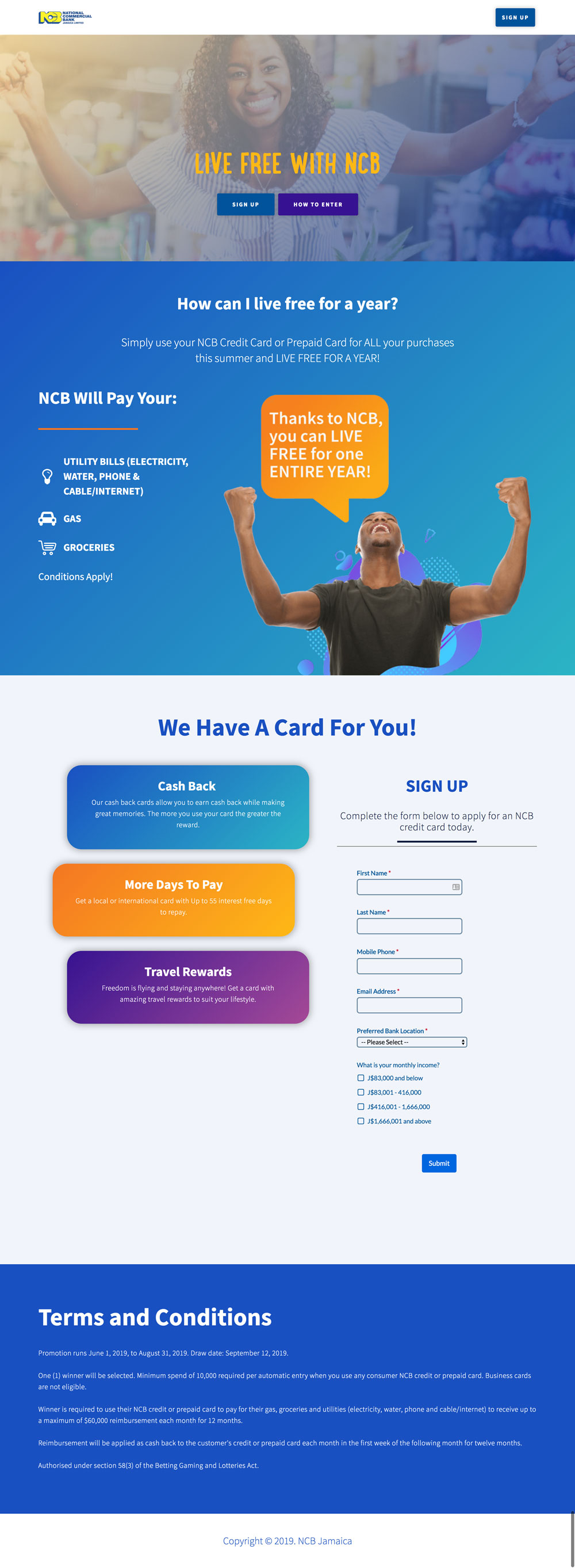 NCB Summer Cards Campaign Accelerated Mobile Landing Page